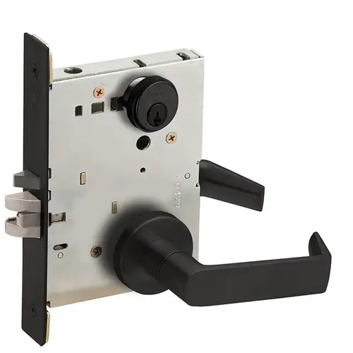 Classroom Mortise Lock with C Keyway with 06 Lever and A Rose Matte Black Finish