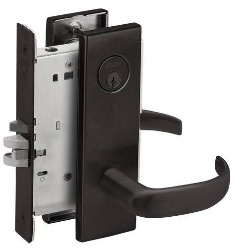 Storeroom Mortise Lock with C Keyway with 17 Lever and N Escutcheon Matte Black Finish