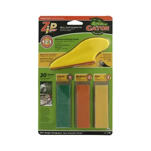 MicroZip Sander Tool Kit, 3-1/2 in L, 1 in W, 80, 120, 220 Grit, Extra Fine, Fine, Medium - pack of 30