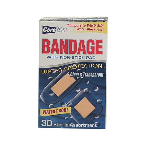 Bandage Assortment, Clear, Waterproof, 30-Ct.