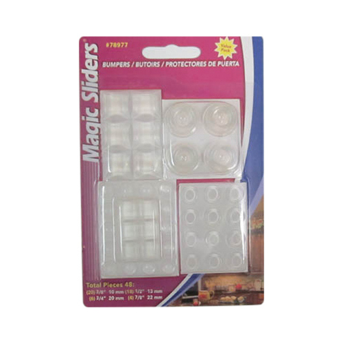 MAGIC SLIDERS L P 78977 Surface Protectors, Bumper Set, Adhesive, Clear, 48-Pc.