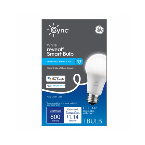 Cync reveal White LED Smart Light Bulb, A19 Shape, Medium Base, 800 Lumens, 9.5 Watts