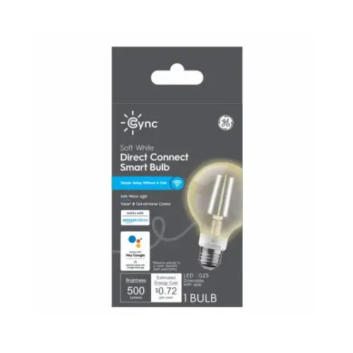 Cync LED Soft White Smart Light Bulb, G25 Shape, 500 Lumens, 6 Watts