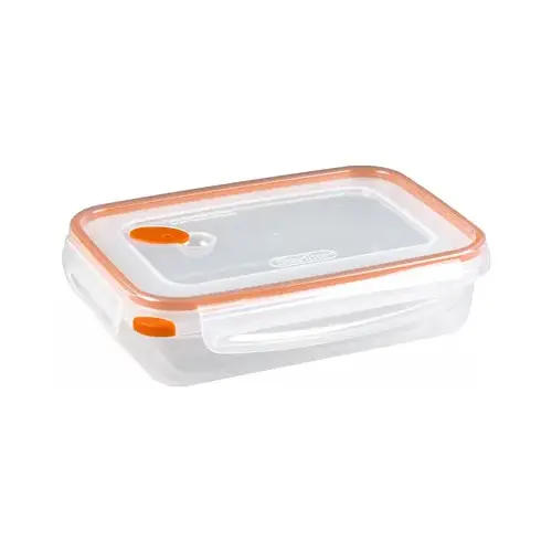 Ultra-Seal Food Container, Rectangle, Clear/Tangerine, 5.8-Cups