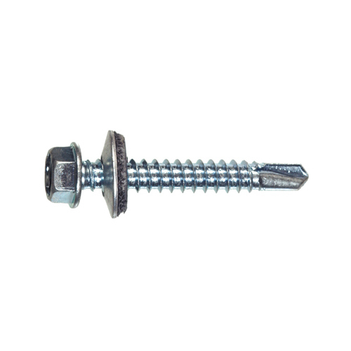 Sheet Metal Self-Drilling Screws, Hex Washer Head, Zinc, #12-14 x 1.5-In., 1-Lb.