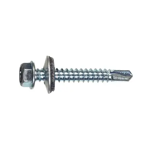 Sheet Metal Self-Drilling Screws, Hex Washer Head, Zinc, #1/4-14 x 10.5-In., 1-Lb.