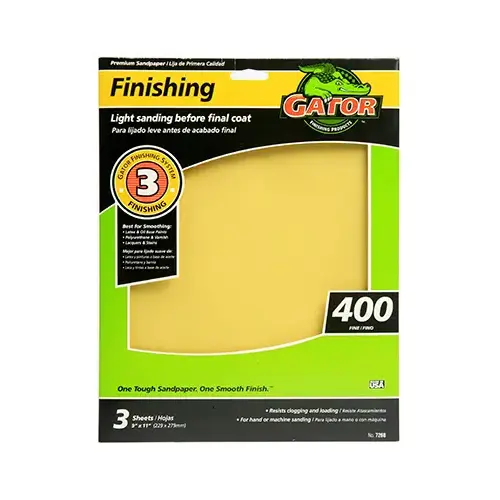 Sandpaper, 400-Grit, 9 x 11-In - pack of 3