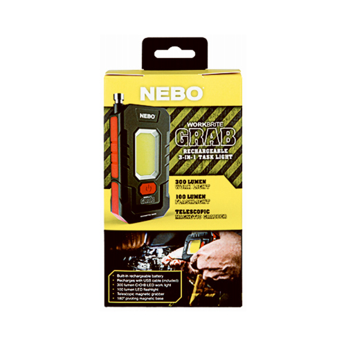 NEBO TOOLS/ASG 6683 WorkBrite Grab Task Light, Rechargeable, Magnetic, 300 Lumens