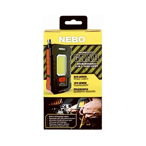 NEBO TOOLS/ASG 6683 WorkBrite Grab Task Light, Rechargeable, Magnetic, 300 Lumens