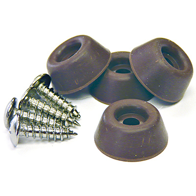 RICHELIEU AMERICA LTD F31942TV Rubber Bumpers, Screw-On, Brown, 7/8-In - pack of 4