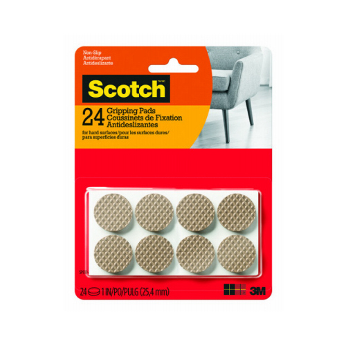 3M SP939NA Gripping Furniture Pads, 1In. Brown, 24Ct.