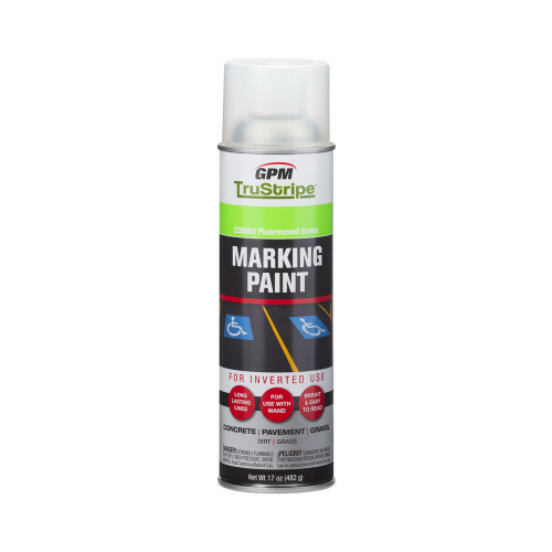 Inverted Aerosol Marking Paint, Fluorescent Glow Green, 17-oz.