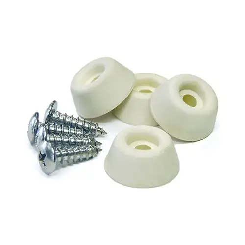 Rubber Bumpers, Screw-On, Almond, 7/8-In - pack of 4