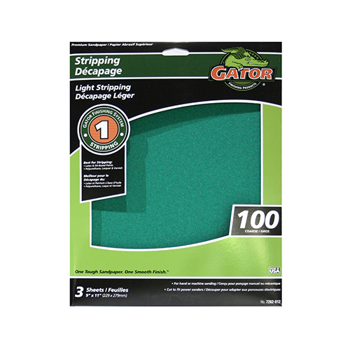 Sandpaper, 100-Grit, 9 x 11-In - pack of 3