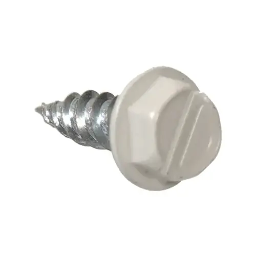 Sheet Metal Self-Piercing Gutter Screws, Hex Washer Head, Slotted, White, 7 x 1/2-In., 1-Lb.