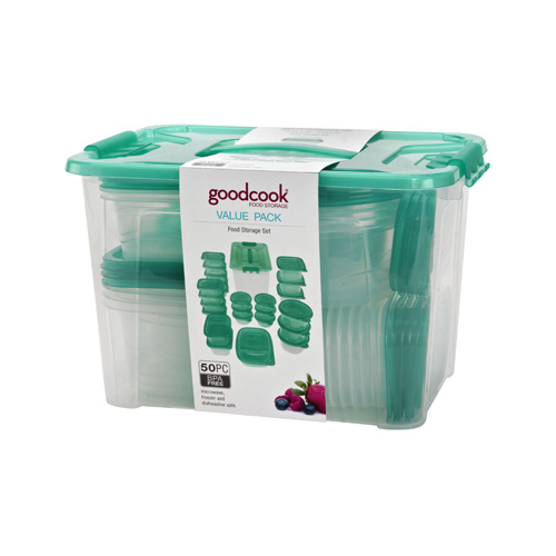 50-Pc. Food Storage Container Set, Teal Plastic