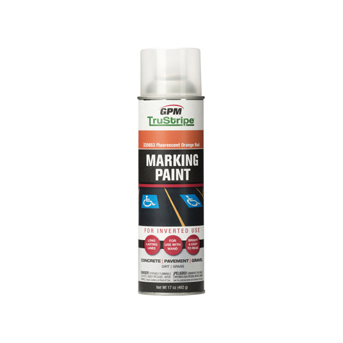 Inverted Aerosol Marking Paint, Fluorescent Orange Red, 17-oz.