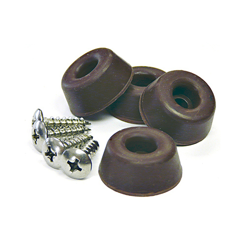 Rubber Bumpers, Screw-On, Brown, 1-In - pack of 4