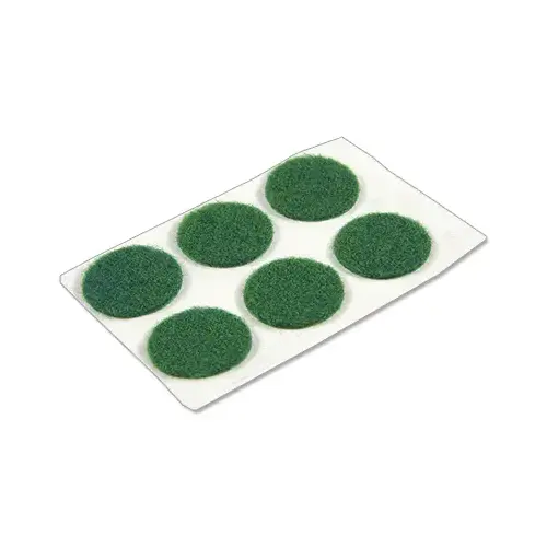 Felt Bumpers, Self-Adhesive, Green, Round, 3/4-In - pack of 6