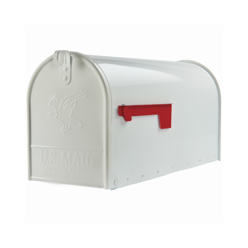 Elite Post-Mount Mailbox, Large, White Steel