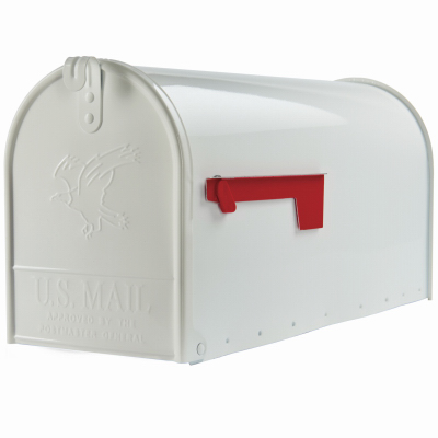 Solar Group E1600WAM Elite Post-Mount Mailbox, Large, White Steel