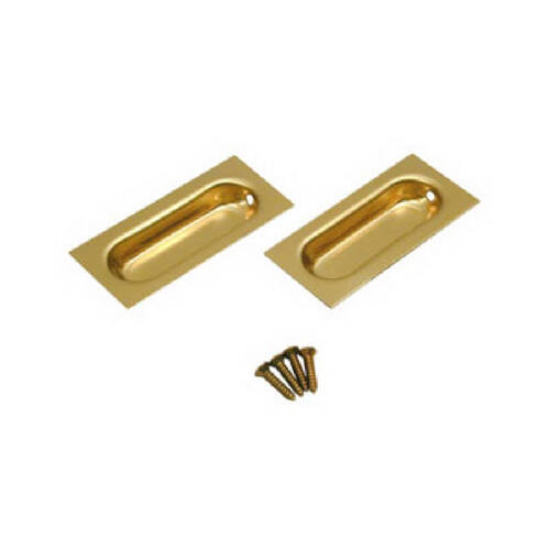 L.E. Johnson 40-3PPK2 Sliding Door Pull, Bright Brass Rectangle, 3-In Pair