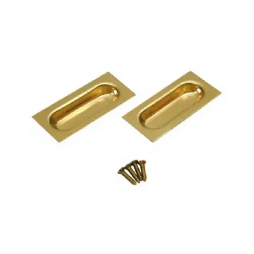 L.E. Johnson 40-3PPK2 Sliding Door Pull, Bright Brass Rectangle, 3-In Pair