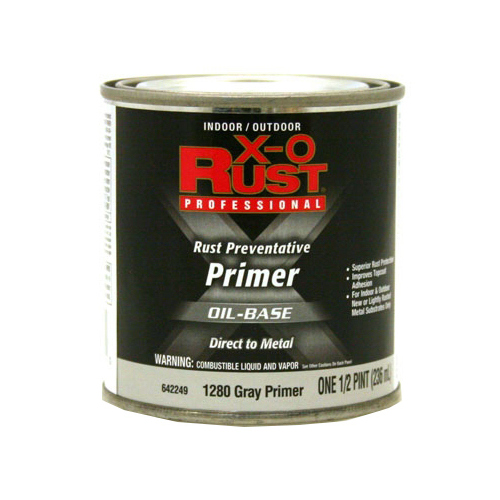 Metal Primer, Oil-Base, Interior/Exterior, Gray, .5-Pt.