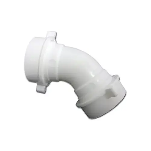 Lavatory/Kitchen Drain Elbow, White PVC, 1.5 or 1.25-In. Slip Joint