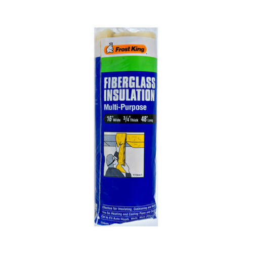 Fiberglass Utility Insulation Roll, 16 x 3/4 x 48 In.