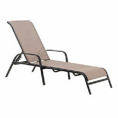 Four Seasons Courtyard 765.0150.000 Sunny Isles Chaise Lounge, Tan Sling Fabric, Black Steel Frame