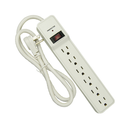 Surge Protector, 6-Outlets, White - pack of 8