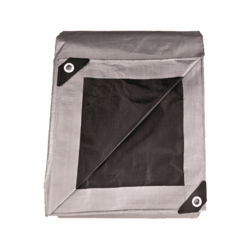 Tarp, Black & Silver, 10-mil Polyethylene, 20 x 40-Ft.