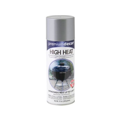 Premium Decor High-Heat Spray Paint, Dull Aluminum, 12-oz.