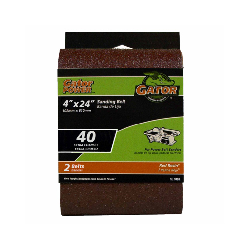 Sanding Belt, 4 in W, 24 in L, 40 Grit, Extra Coarse, Aluminum Oxide Abrasive Pair