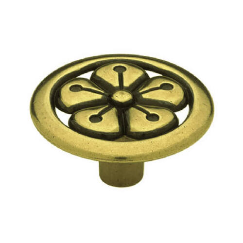 Cabinet Knob, Lancaster Flower, Round, 1-3/8-In.