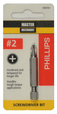 Master Mechanic 504761 #2 Phillips Screwdriver Bit, 2-In.