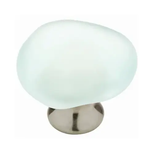 Seaglass Cabinet Knob, Aqua, Satin Nickel, 1-1/2-In.