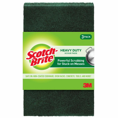 3M 223-10 Heavy Duty Scour Pad, 6 x 3.8-In - pack of 3 Green