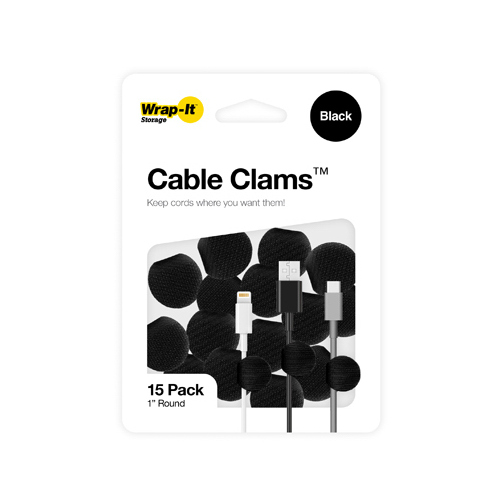 Wrap-It Storage 415-CC-1R-BL Storage Cable Clam, Black, 1-In  pack of 15
