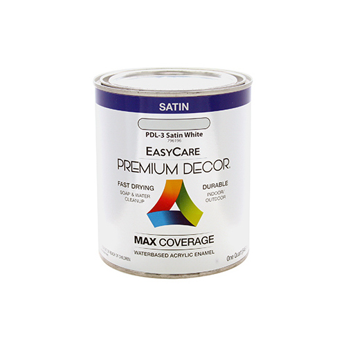 Premium Decor White Satin Enamel Paint, Qt.