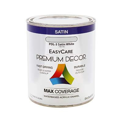 TRUE VALUE MFG COMPANY PDL3-QT Premium Decor White Satin Enamel Paint, Qt.