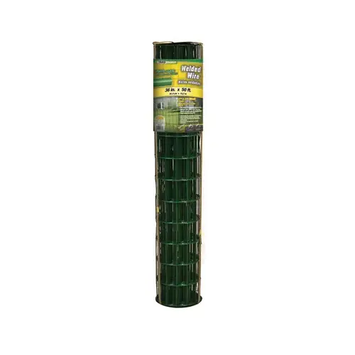 Welded Wire Fence, Green PVC Coated, 2 x 3-In. Mesh, 36-In. x 50-Ft.