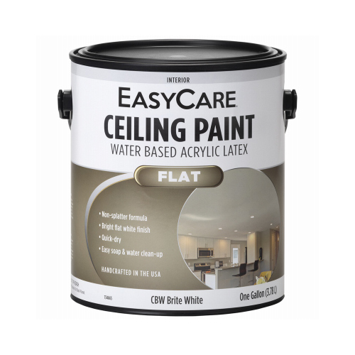 Latex Ceiling Paint, Brite White Flat, 1-Gallon