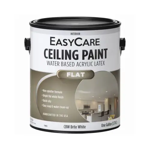 Latex Ceiling Paint, Brite White Flat, 1-Gallon - pack of 4