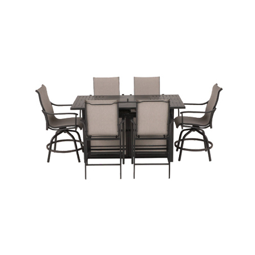 PATIO MASTER CORP S6-ADW03709 Manhattan 6-Pc. High Dining Chair Set, Gray Sling Over Aluminum