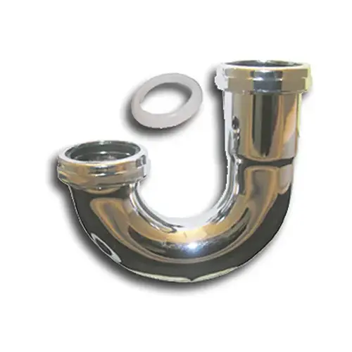 Kitchen Drain J-Bend, Chrome Plated Brass, 1.5-In. OD