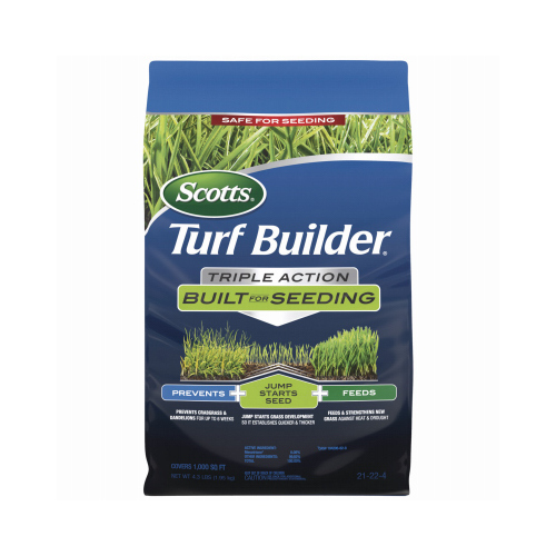 Scotts 23002 Turf Builder Triple-Action Lawn Fertilizer, 4.3 lb Bag, Solid, 21-22-4 N-P-K Ratio