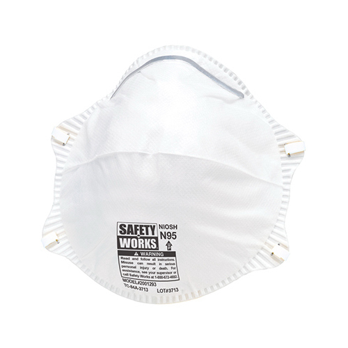 Disposable Dust Respirator, One-Size Mask, N95 Filter Class, 95 % Filter Efficiency, White Pair