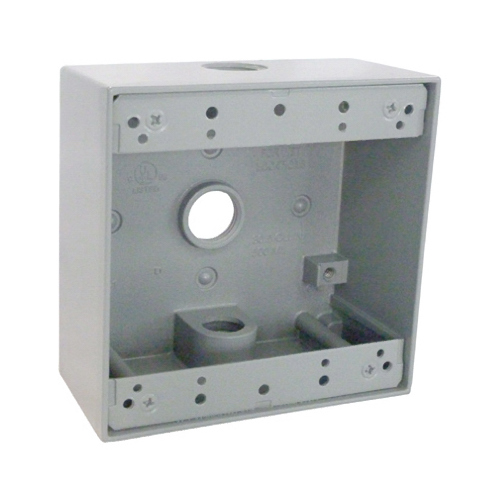 Gray Weatherproof 2-Gang Outlet Box